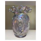 Fenton Iridescent "Daffodils" Vase, 8”h