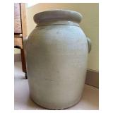 4 Gallon Stoneware Crock, Chipped Rim, 14"h