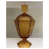 Imperial Glass Zodiac Amber Candy Dish, 9.5"h