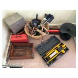 Floor Jack, Jumper Cables, Chains, Ratchet Straps, Etc.