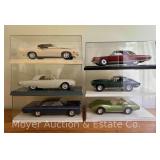 (6) Plastic Model Cars, with Display Cases