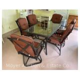 (7) Piece Hampton Bay Patio Set, 68"x40" Inset Glass Top Table, 6 Chairs with Cushions
