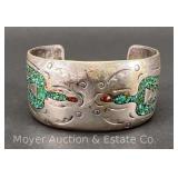 Silver Indian Style Cuff Bracelet, Unmarked