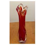 Art Glass Bud Vase, 8.5"h