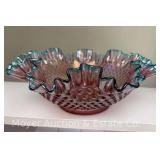 Fenton Carnival Glass Hobnail Bowl, with Original Shipping Box, 12"w