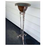 Metal Plant Stand with Copper Planter, vintage, 45"h