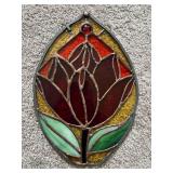Stained Glass Tulip, See Photos for Cracks, 11”x7.5"