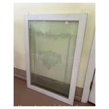 Etched Glass Window, Framed 40"x 28"