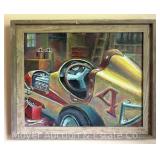 John Schweikhard Painting on Canvas "Garage", Signed & Dated 