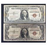 (2) 1935 Series "Hawaii" Brown Seal $1 Bills