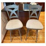 (2) Bar Chairs, Swivel Seats, Metal Frame, 27" Seat Height
