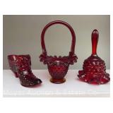 (3) Pieces of Fenton Hobnail Cranberry Glass, 3”-6.5”h