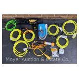 Group of Extension Cords, Power Strips, Lights, Etc.