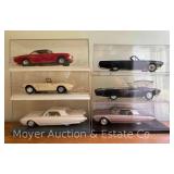 (6) Plastic Model Cars, with Display Cases