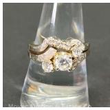 14k White Gold Engagement/Anniversary 2 Ring Set, with Diamonds, Size 8.5, 4.4dwt.