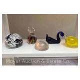 Group of Art Glass Paperweights, One Signed, 2"-4"h