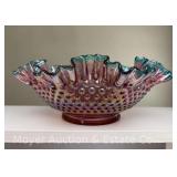 Fenton Carnival Glass Hobnail Bowl, with Original Shipping Box, 12"w