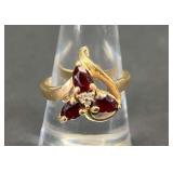 14k Yellow Gold Ring, with Brown Stones, Size 8.5, 3.3dwt.