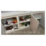 Contents of Cabinets: Tablecloths, Decorative, Glass Dishes, Etc.