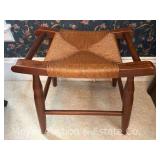 Wood Stool with Rush Woven Seat, 19'h