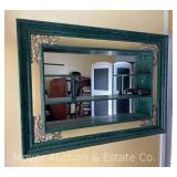 Mirrored Back Display Shelf, Green Frame, 30'x42'