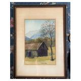 Edna Van Dyke Oil Painting of Rural Scene, Artist Signed, Framed 10.5'x8'