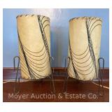 Pair of Mid-Century Modern Table Lamps, Vellum Shades, 13'h