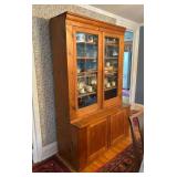 Step-back Country Cupboard, Glass Front Doors, One Piece, Antique, 49'x21.5'x78'h