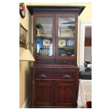 Walnut Step-Back Cupboard, Double Doors over Drawers over Double Doors, 3 Pcs., Antique, 43.5'x24'x94'h