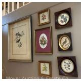 Group of Bird and Floral Prints, Framed, 6'x5' - 20.5'x17.5'