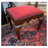 Upholstered Stool, Cherry Base, 19'w and 18'h