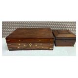 (2) Wood Boxes with Inlaid Lids, 6' and 12'w