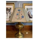 Electrified Oil Lamp, Paper Shade, 21'h