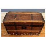 Curved-Top Doll Trunk, Antique, Cracked Top, 16'x9'x10'h