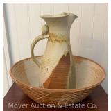 Studio Pottery Bowl and Pitcher, 13'w and 11'h