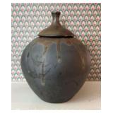 Studio Pottery Lidded Jar, 8.5'h
