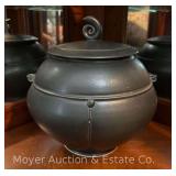 Art-Deco Style Studio Pottery Lidded Jar, Artist Signed, 9'h