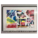 Lithograph of Robert S. Alba Abstract Painting, Limited Edition 8/10, Framed 15'x21'