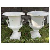 Pair of Cast Iron Urn Garden Planters, 17'h