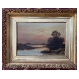 Oil on Canvas Landscape, Antique, Framed 17.5'x22.5'