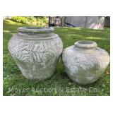 (2) Pottery Planters, 11'-14'h