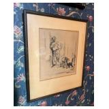 Print of Pen and Ink Sketch, Framed 13.5'x11.5'
