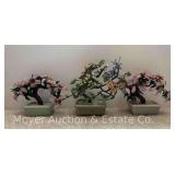 (3) Art Glass Flowering Bonsai Trees, 5'-7'h