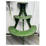 3-Tier Wooden Plant Stand, Antique, Old Green Paint, 38'h x 33'w