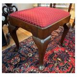 Upholstered Stool, Cherry Base, 19'w and 18'h
