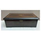 Swiss Cylinder Music Box, 6 Tunes, Inlay to Lid, 14'w