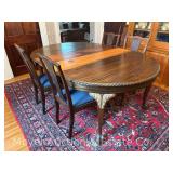 Raab Chair Co. Dining Table and 5 Dining Chairs, Claw and Ball Feet, 54'x78' as Photographed