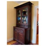 Large Secretary Hutch, Glass Doors on Upper Section, 3 Pieces, Antique, 43.5'x24'x94'h