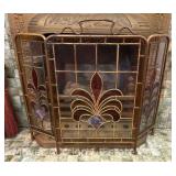 Stained Glass Fireplace Screen, See Photos for Cracked Panel, 25'h