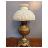 The Non-Explosive Electrified Oil Lamp, Glass Shade, 18'h